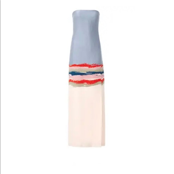 Rare Tory Burch Painterly Jacquard Strapless Gown Dress - Picture 4 of 12